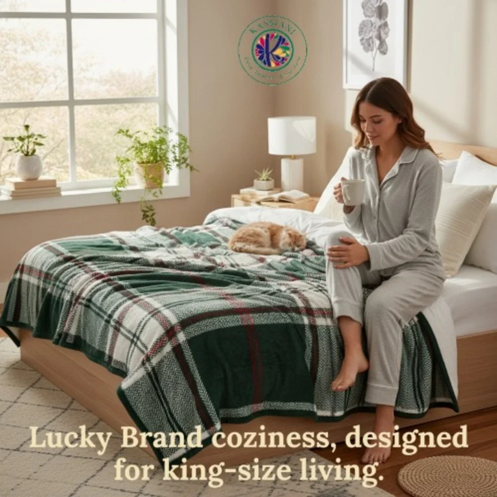 Lucky Brand Oversized King Plush Blanket 108